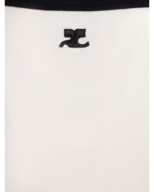 Tank top in cotone con ricamo logo e fibbia di Courreges in White da Uomo