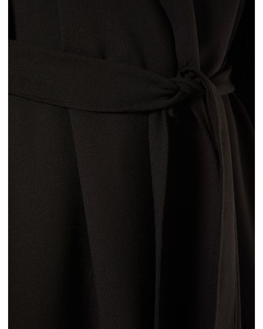 Max Mara Black Ester Wool Crepe Midi Coat W/ Belt