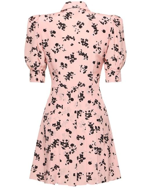 Alessandra Rich Pink Printed Silk Short Sleeve Mini Dress