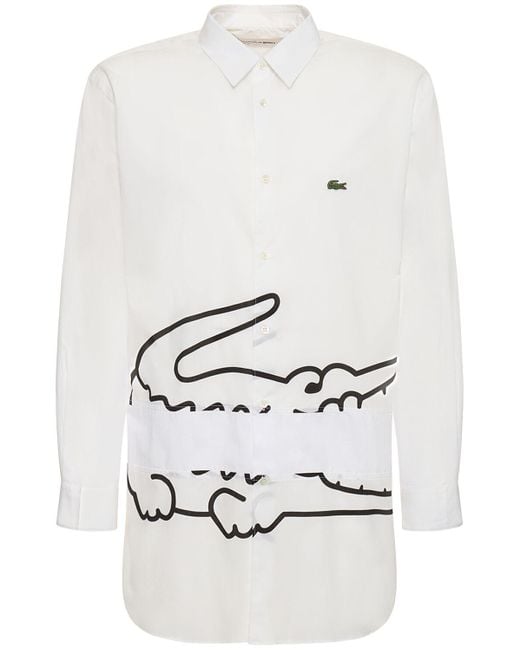 Comme des Garçons White Lacoste Printed Cotton Poplin Shirt for men