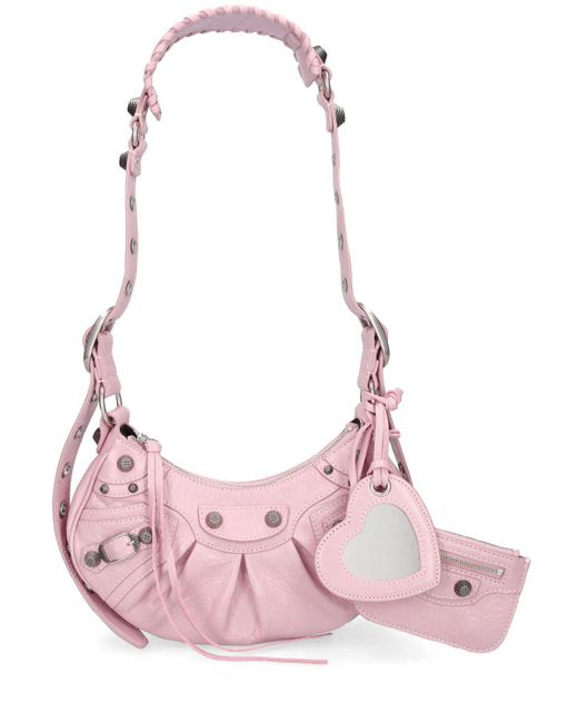 Balenciaga Pink Xs Le Cagole Leather Shoulder Bag
