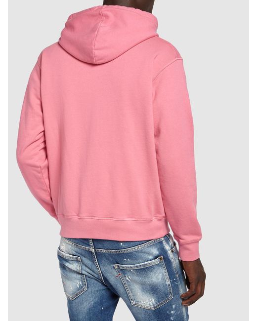 DSquared² Pink Logo Cool Fit Cotton Hoodie for men
