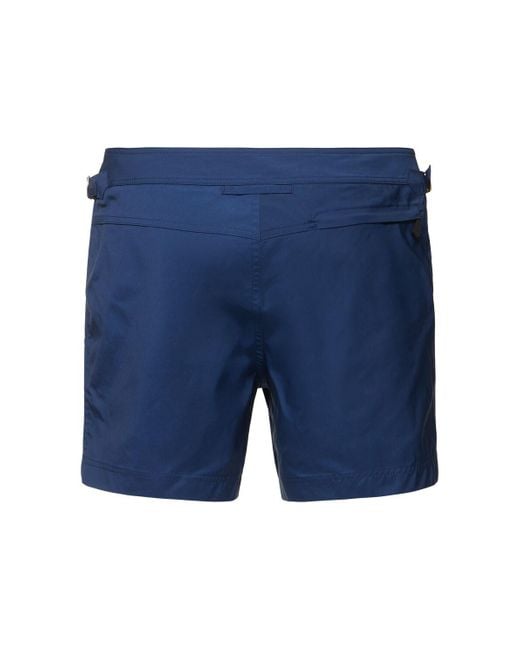 Tom Ford Blue Compact Poplin Swim Shorts Yves for men