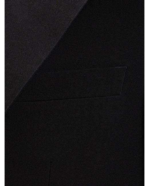 Giacca monopetto in crepe di lana di Giorgio Armani in Black da Uomo