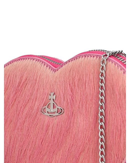 Sac bandoulière cœur façon poils de poulain Vivienne Westwood en coloris Pink