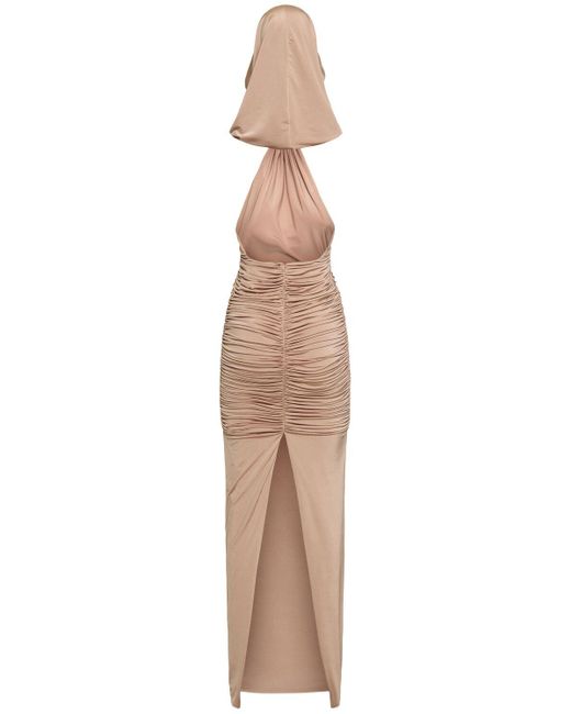 GIUSEPPE DI MORABITO Natural Stretch Jersey Ruched Long Dress