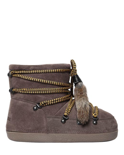 DSquared² Brown Suede Snow Ankle Boots W/ Fur Tassels