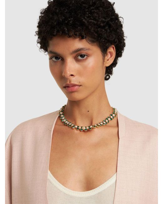 Collana con perle e cristalli di Casablancabrand in Metallic