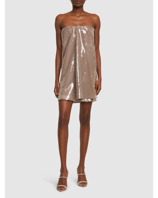 16Arlington Brown Mirai Sequined Strapless Mini Dress