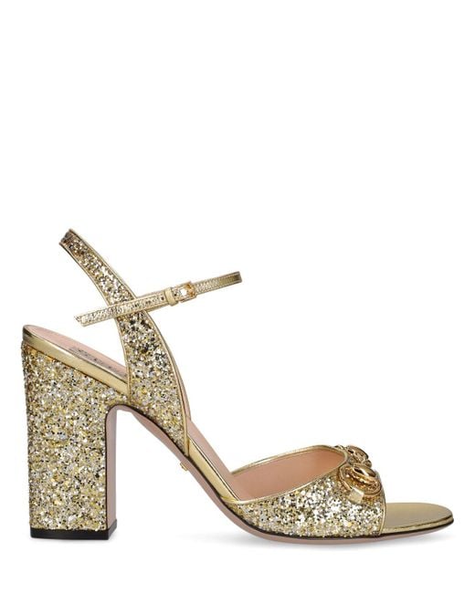 Sandales embellies hsebit 95 mm Gucci en coloris Metallic