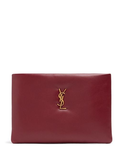 Saint Laurent Red Small Calypso Leather Pillow Pouch