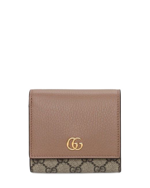 Gucci Petite Marmont Gg Supreme Wallet in Brown | Lyst