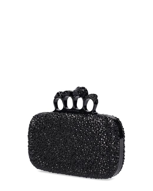 Alexander McQueen Black Skull Embellished Four Ring Clutch