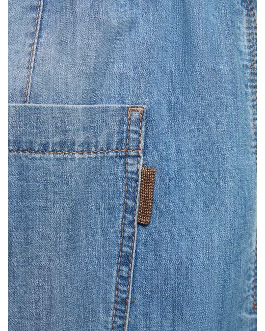 Jeans anchos de denim Brunello Cucinelli de color Blue