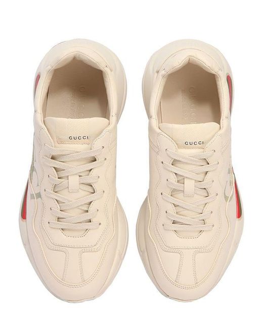 Gucci Rhyton Logo Leather Sneakers in White for Men - Save 33% - Lyst