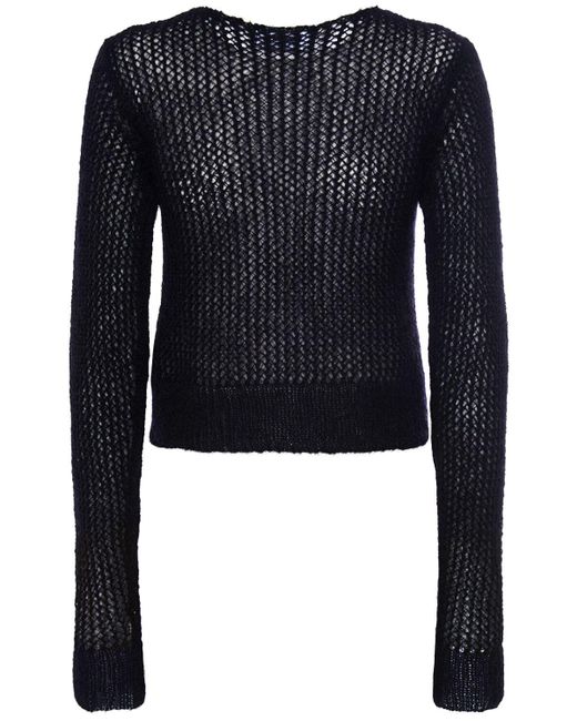 DSquared² Black Mohair Blend Open Knit Sweater