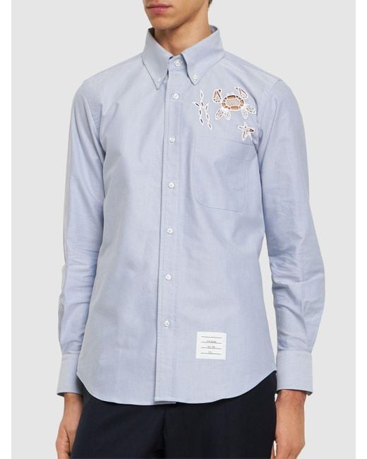 Camicia con bottoni di Thom Browne in Blue da Uomo
