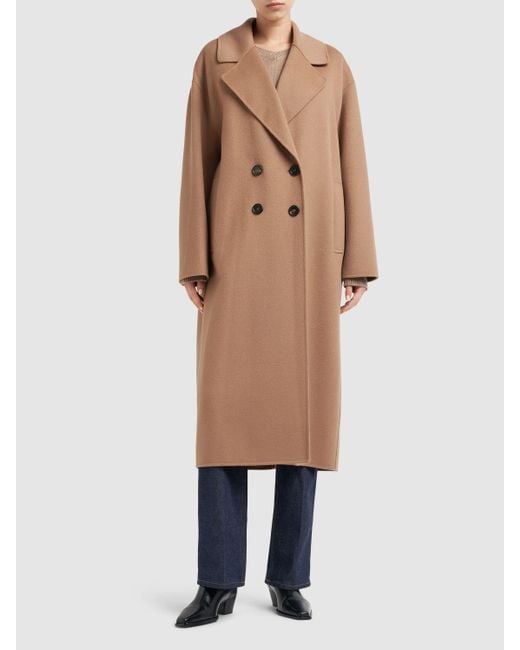 Manteau long en laine à double boutonnage holland Max Mara en coloris Brown