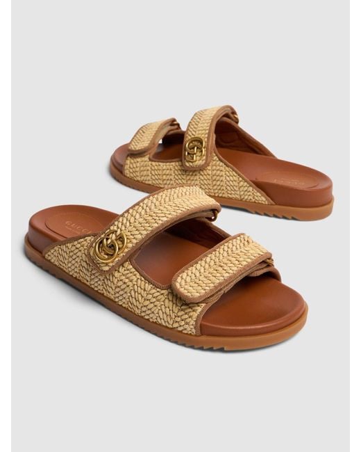 Sandales imitation raphia gg 10 mm Gucci en coloris Brown