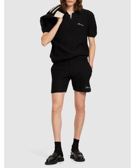 flâneur Strick-shorts Aus Baumwollmischung in Black für Herren