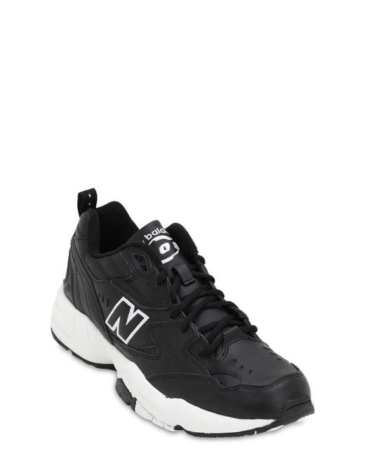 New Balance 608 Leather Trainers in Black/White (Black) for Men - Save ...