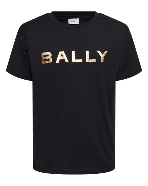 T-shirt in jersey di cotone con logo di Bally in Black da Uomo