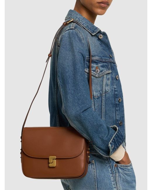 Soeur Brown Maxi Bellissima Leather Shoulder Bag