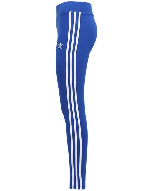 adidas Originals 3 Stripes Tight Cotton leggings in Blue | Lyst