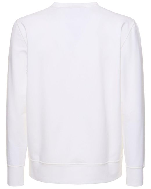 Kiton White Logo Cotton Crewneck Sweatshirt for men