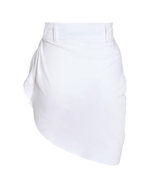 Jacquemus White La Jupe Saudade Satin Mini Wrap Skirt