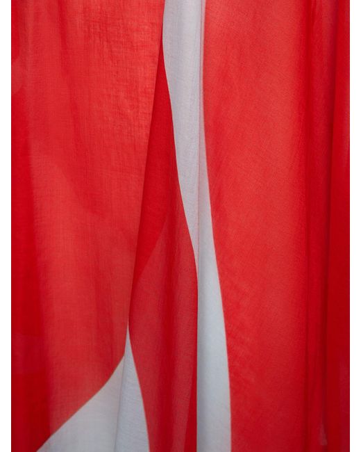 Caftano in voile di cotone stampato di Dries Van Noten in Red