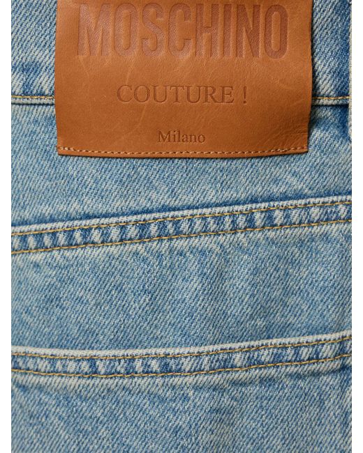 Moschino Blue Wide Leg Cotton Denim Jeans for men