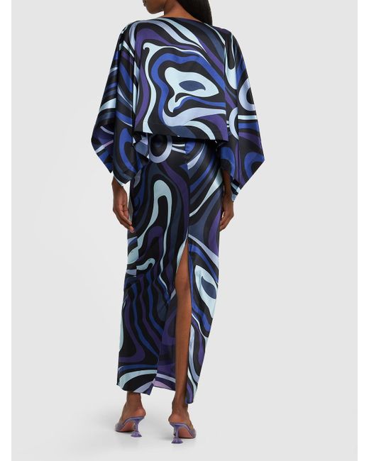 Robe longue en soie Emilio Pucci en coloris Blue