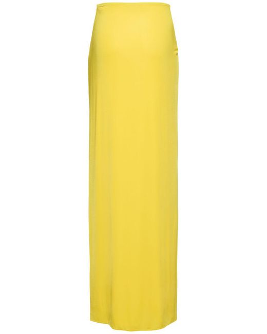 Ralph Lauren Collection Yellow Knot & Split Satin Long Skirt