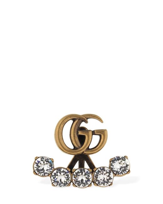 Pendiente Individual "gg Marmont" De Cristales Gucci de color Black