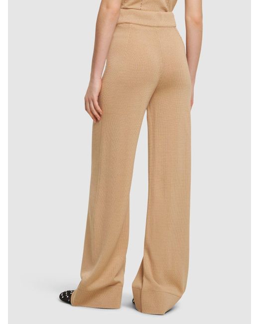 Ermanno Scervino Natural Ribbed Cotton Jersey High Rise Pants