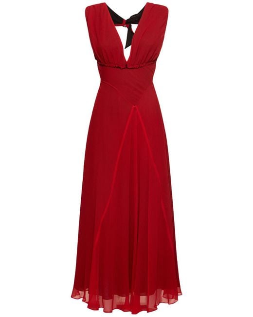 Yohji Yamamoto Red Damen Midikleid Aus Chiffon