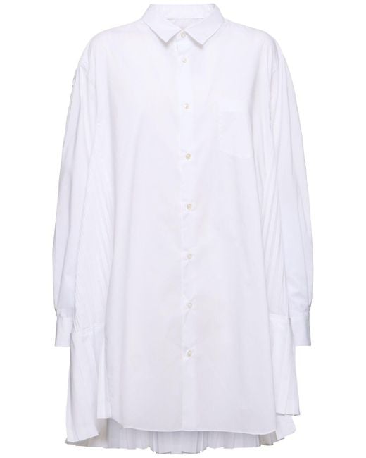 Junya Watanabe White Cotton Blend Pleated Shirt