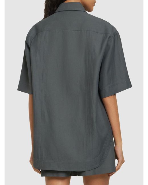 Camisa de lino y viscosa Loulou Studio de color Gray
