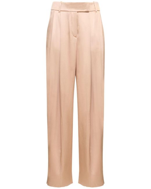 Pantalones de satén de seda doble Giorgio Armani de color Natural