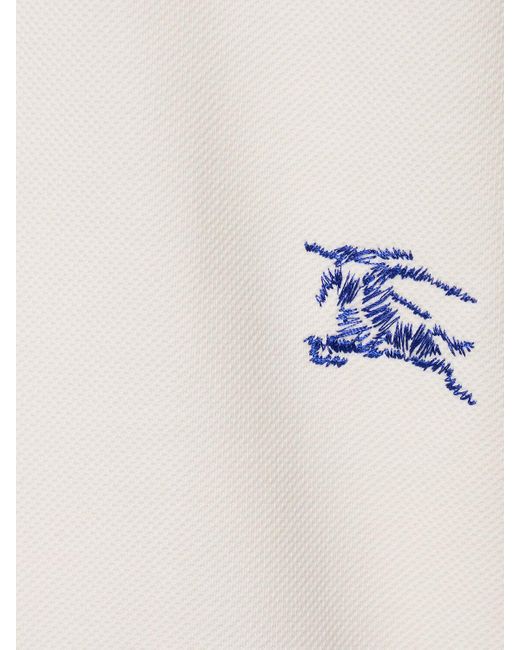 Polo in cotone con logo di Burberry in White da Uomo