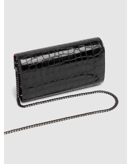 Christian Louboutin Black Loubi54 Embossed Leather Wallet W/Chain