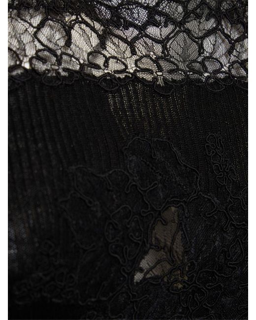 Top de encaje y algodón bordado Ermanno Scervino de color Black