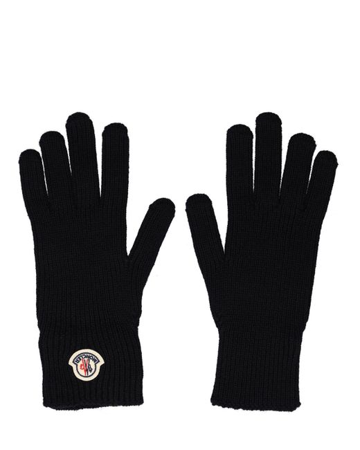 Moncler Extrafeine Wolltrikot-handschuhe in Black für Herren