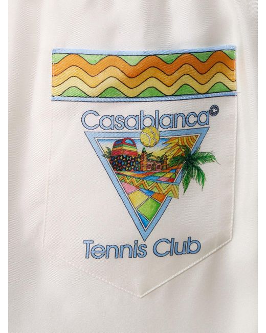 メンズ Casablancabrand Tennis Club シルクハーフパンツ White