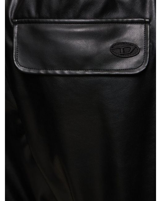 DIESEL Black Oval-D Faux Leather Pants for men