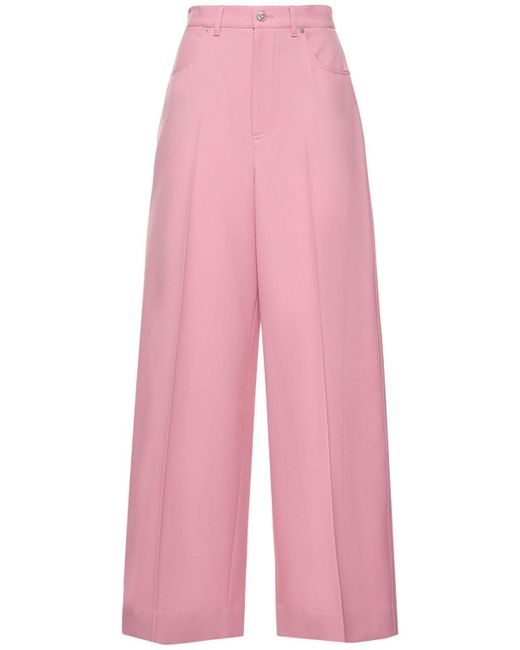 Pantalones anchos de lana Gucci de color Pink