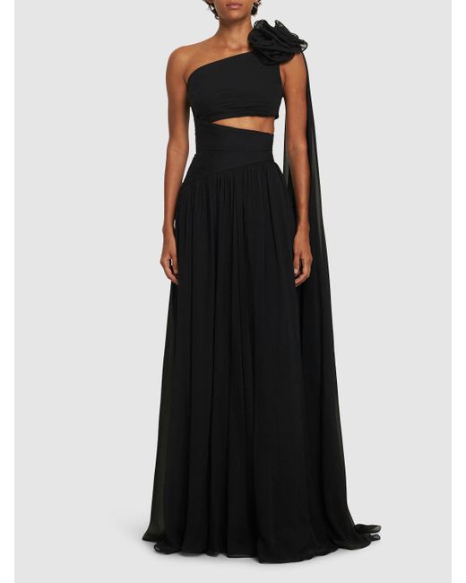 Elie Saab シルクシフォンドレス Black