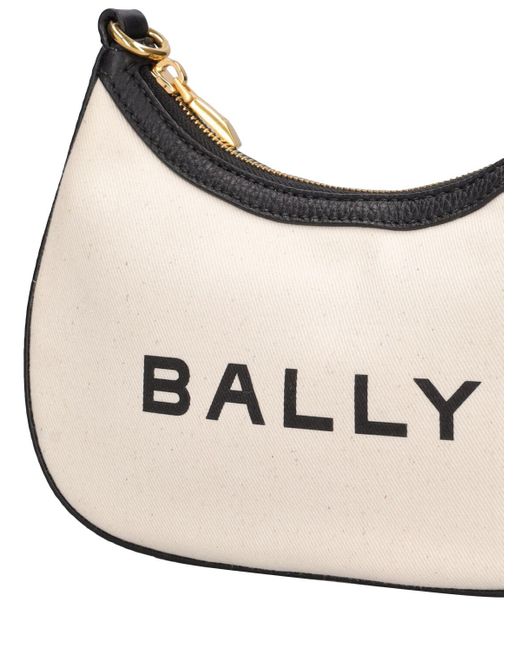 Bally Natural Bar Ellipse Logo Canvas Shoulder Bag