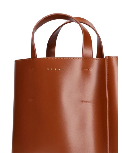 Petit sac cabas en cuir museo Marni en coloris Brown